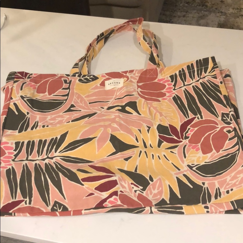 Sezane beach palm trees 🌴 cotton bag new 20 x 16